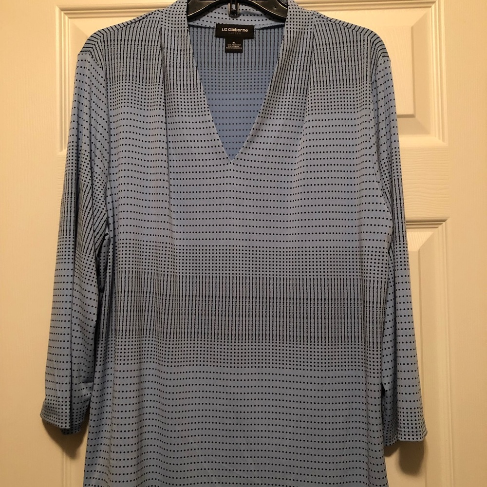 Blue and Black flowy Blouse